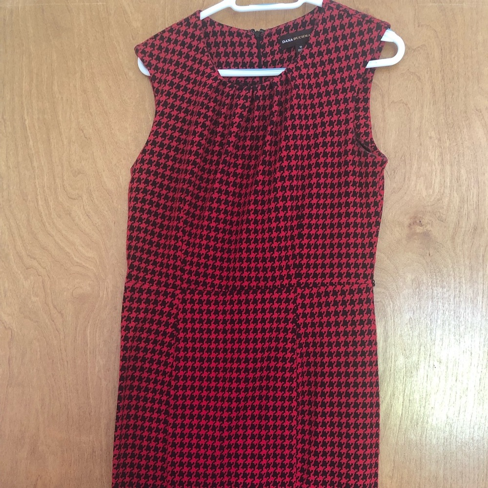 Dana Buchman Red/Black Houndstooth Dress